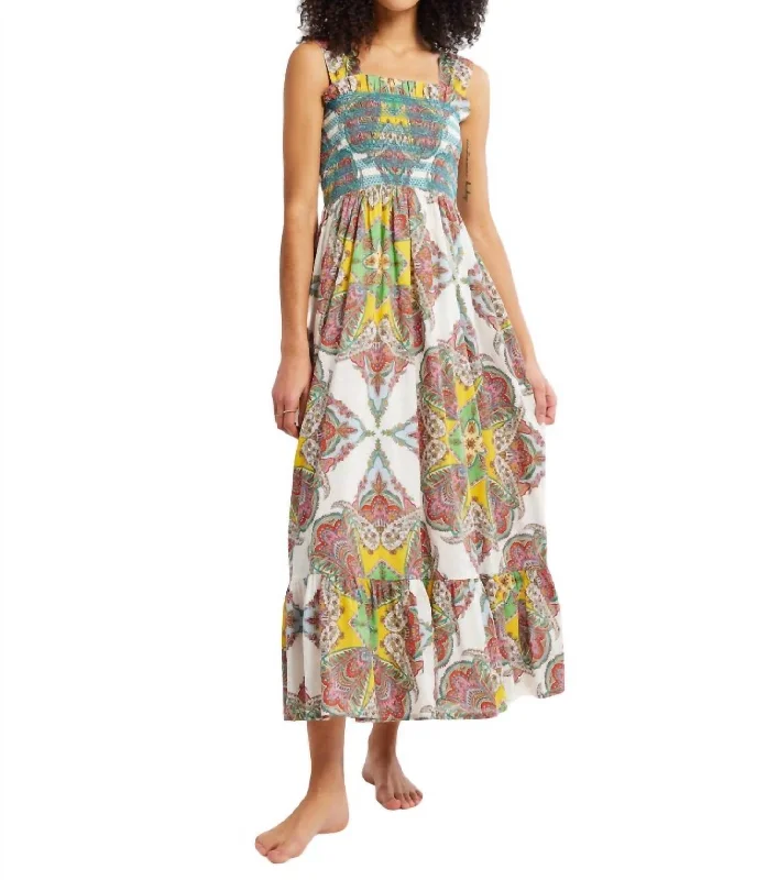 Garden Midi Dress In Kaleidoscope Bohemian Midi Skirt