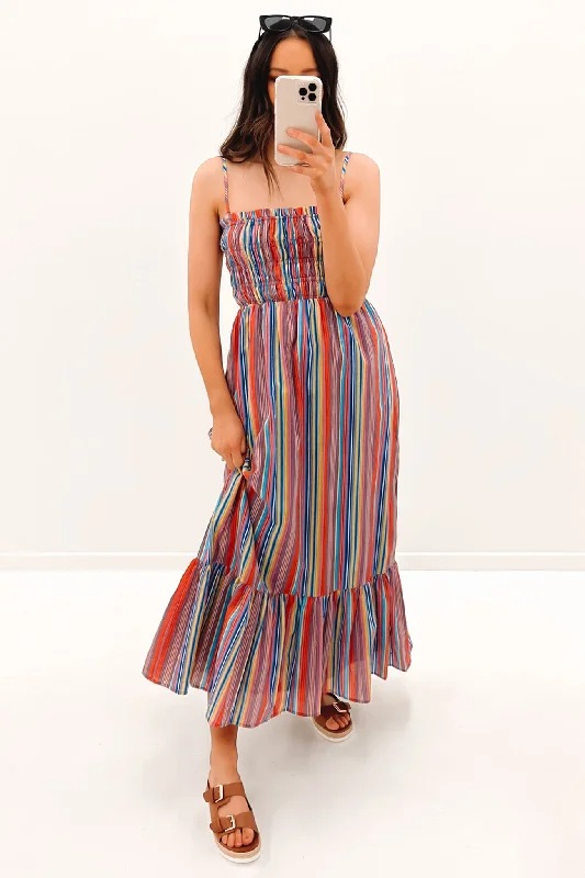 Mariana Midi Dress Multi Stripe Winter Midi Outfit