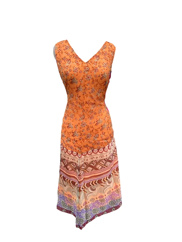 Orange Dress Casual Midi Sundance, Size Xl Lace Trim Midi