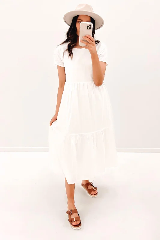 Stella Midi Dress White Silk Midi Skirt